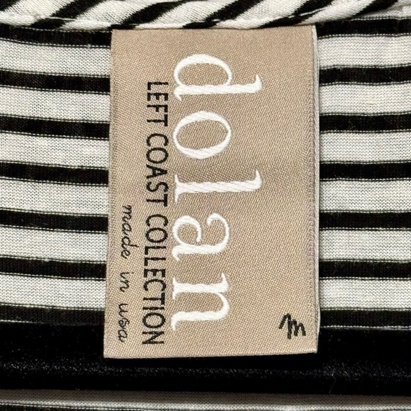 DOLAN LC | ANTHROPOLOGIE Flax Blend Stripe Ruffled Neckline Button Down Blouse - Picture 9 of 10